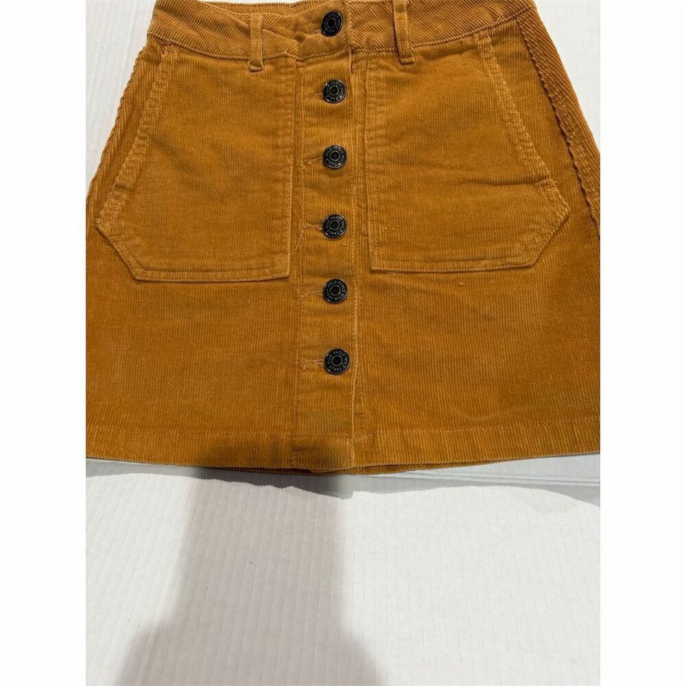 Wild Fable Women's Yellow Corduroy Button-Front Mini Skirt Size 00 - Picture 6 of 7